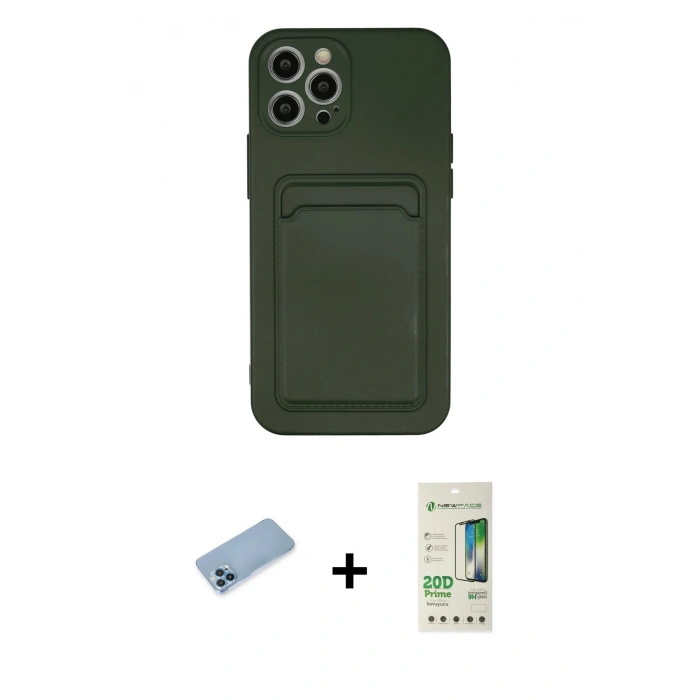 MARSİLYAN™- iPhone 12 Pro Max Kılıf Vadi Çizgi Prime - Siyah 20D Premium Cam Ekran Koruyucu + Shine Kamera Lens Koruma Cam - MI