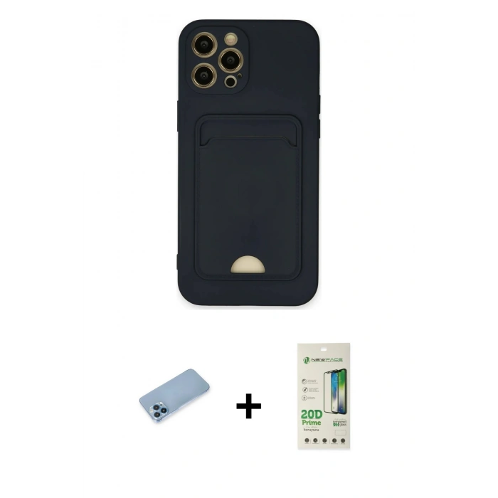 MARSİLYAN™- iPhone 12 Pro Max Kılıf Vadi Çizgi Prime - Siyah 20D Premium Cam Ekran Koruyucu + Shine Kamera Lens Koruma Cam - MI