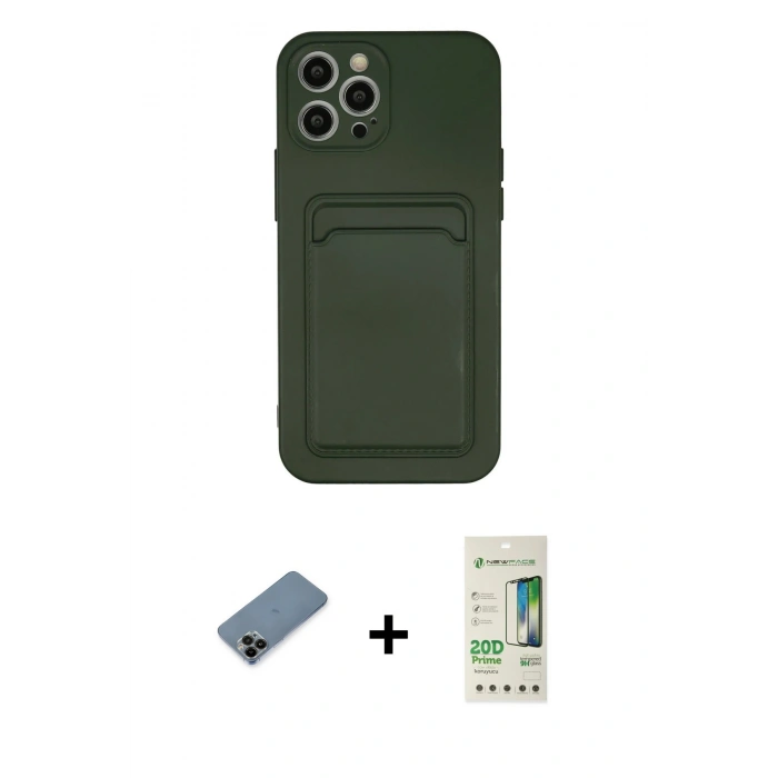 MARSİLYAN™- iPhone 12 Pro Max Kılıf Vadi Çizgi Prime - Siyah 20D Premium Cam Ekran Koruyucu + Siyah Shine Kamera Lens Koruma Cam