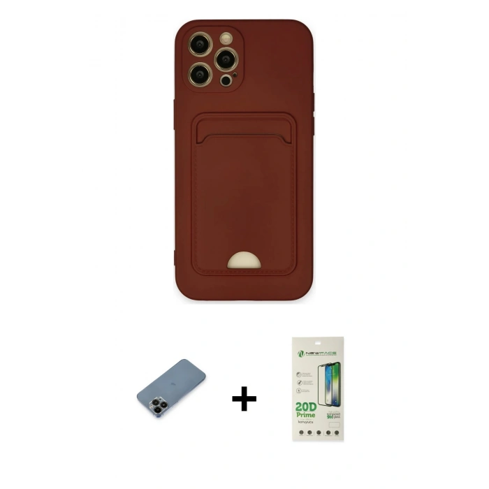 MARSİLYAN™- iPhone 12 Pro Max Kılıf Vadi Çizgi Prime - Siyah 20D Premium Cam Ekran Koruyucu + Siyah Shine Kamera Lens Koruma Cam