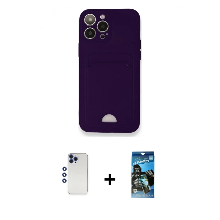 MARSİLYAN™- iPhone 12 Pro Max Kılıf Vadi Çizgi Prime - Siyah 34D Izgaralı Cam + Shine Kamera Lens - LT