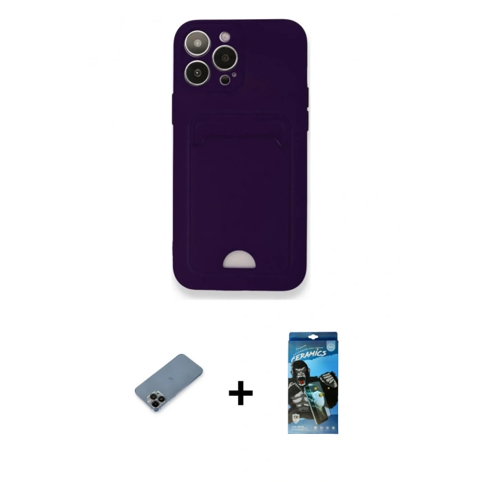 MARSİLYAN™- iPhone 12 Pro Max Kılıf Vadi Çizgi Prime - Siyah 34D Izgaralı Cam + Shine Kamera Lens Koruma Cam - SH
