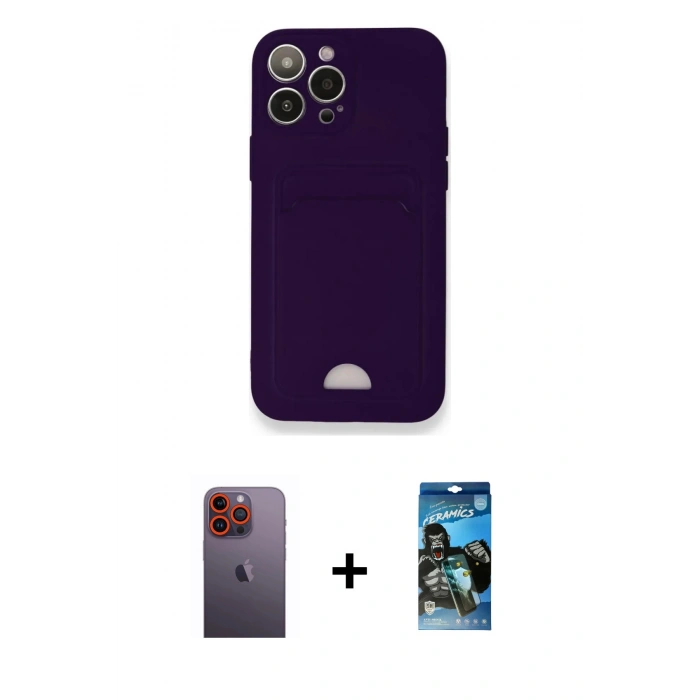 MARSİLYAN™- iPhone 12 Pro Max Kılıf Vadi Çizgi Prime - Siyah 34D Izgaralı Cam + Turuncu Neon Fosforlu Kamera Lens