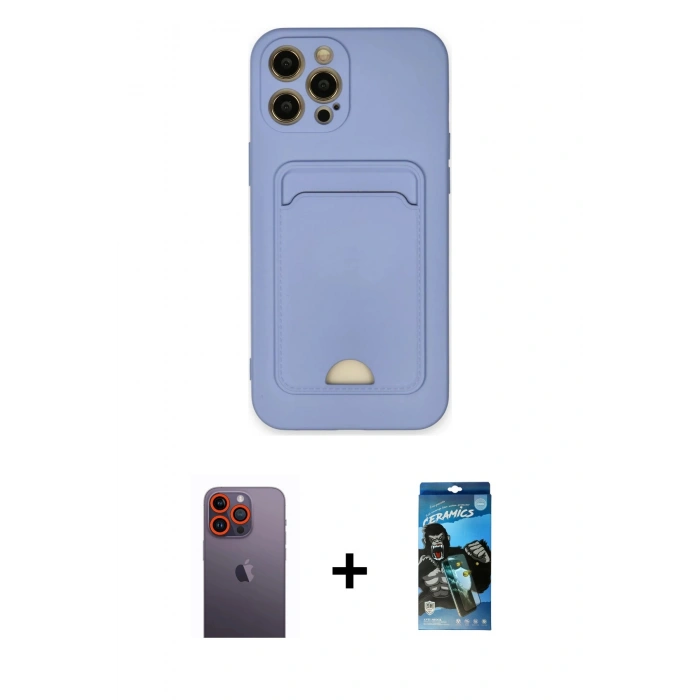 MARSİLYAN™- iPhone 12 Pro Max Kılıf Vadi Çizgi Prime - Siyah 34D Izgaralı Cam + Turuncu Neon Fosforlu Kamera Lens