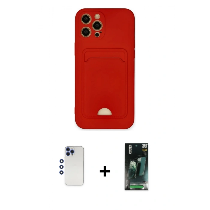 MARSİLYAN™- iPhone 12 Pro Max Kılıf Vadi Çizgi Prime - Siyah 360 Mat Full Body Arka Koruyucu + Shine Kamera Lens - LT