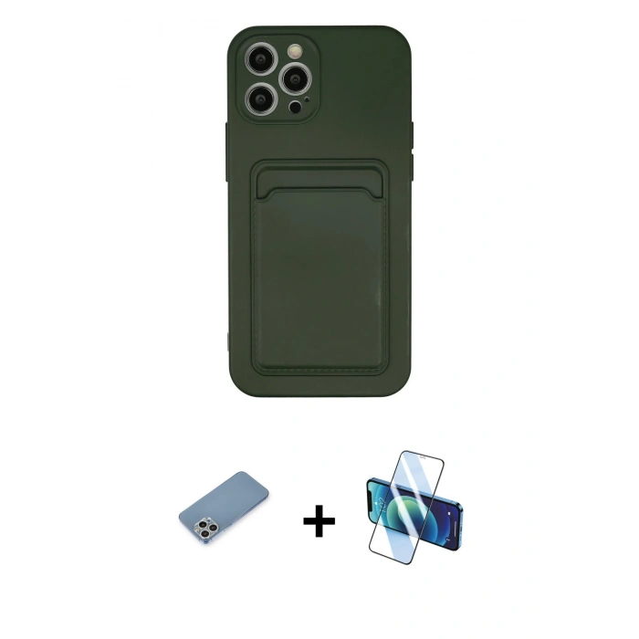 MARSİLYAN™- iPhone 12 Pro Max Kılıf Vadi Çizgi Prime - Siyah 3D Antistatik Cam Ekran Koruyucu + Shine Kamera Lens Koruma Cam - GS