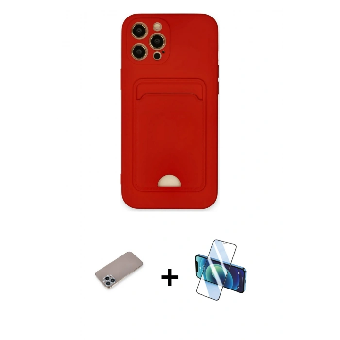 MARSİLYAN™- iPhone 12 Pro Max Kılıf Vadi Çizgi Prime - Siyah 3D Antistatik Cam Ekran Koruyucu + Sierra Blue Shine Kamera Lens Koruma Cam