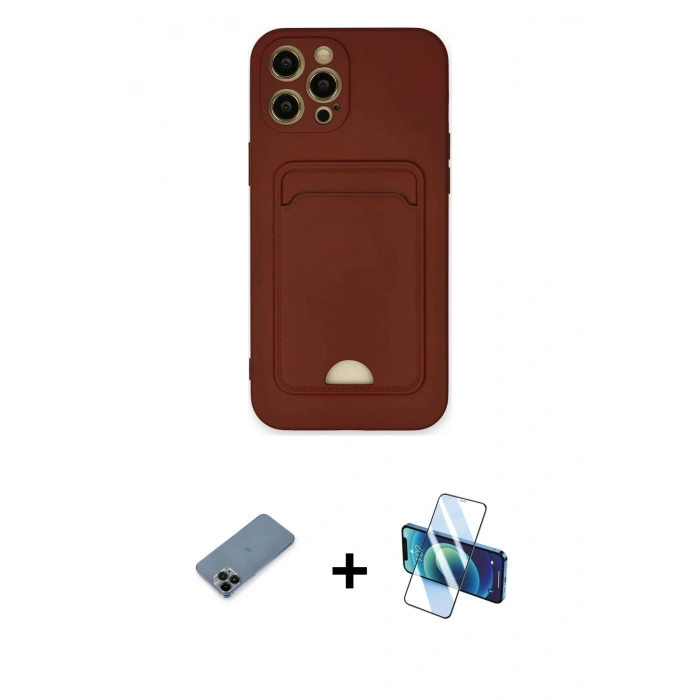 MARSİLYAN™- iPhone 12 Pro Max Kılıf Vadi Çizgi Prime - Siyah 3D Antistatik Cam Ekran Koruyucu + Shine Kamera Lens Koruma Cam - SH