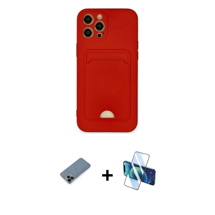 MARSİLYAN™- iPhone 12 Pro Max Kılıf Vadi Çizgi Prime - Siyah 3D Antistatik Cam Ekran Koruyucu + Shine Kamera Lens Koruma Cam - SH