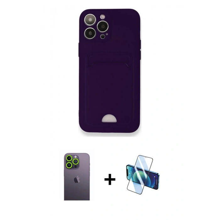 MARSİLYAN™- iPhone 12 Pro Max Kılıf Vadi Çizgi Prime - Siyah 3D Antistatik Cam Ekran Koruyucu + Neon Fosforlu Kamera Lens - YL