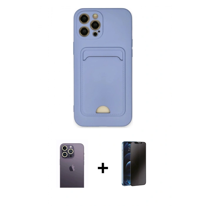 MARSİLYAN™- iPhone 12 Pro Max Kılıf Vadi Çizgi Prime - Siyah 3D Antistatik Hayalet Cam Ekran Koruyucu + Neon Fosforlu Kamera Lens - BZ