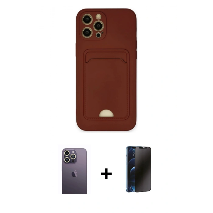 MARSİLYAN™- iPhone 12 Pro Max Kılıf Vadi Çizgi Prime - Siyah 3D Antistatik Hayalet Cam Ekran Koruyucu + Neon Fosforlu Kamera Lens - BZ