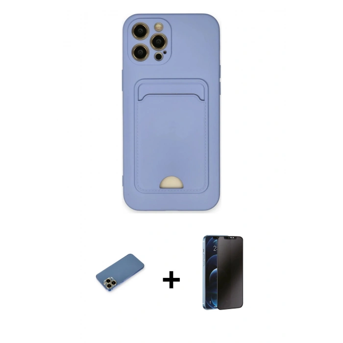 MARSİLYAN™- iPhone 12 Pro Max Kılıf Vadi Çizgi Prime - Siyah 3D Antistatik Hayalet Cam Ekran Koruyucu + Shine Kamera Lens Koruma Cam - GD
