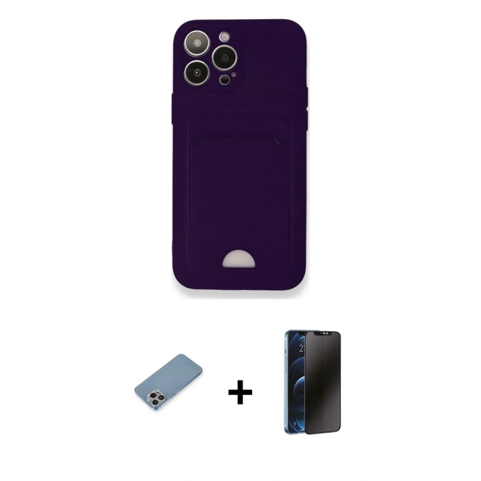 MARSİLYAN™- iPhone 12 Pro Max Kılıf Vadi Çizgi Prime - Siyah 3D Antistatik Hayalet Cam Ekran Koruyucu + Gökkuşağı Shine Kamera Lens Koruma Cam