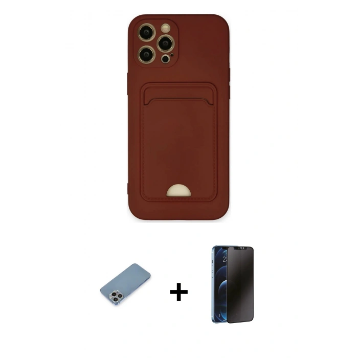 MARSİLYAN™- iPhone 12 Pro Max Kılıf Vadi Çizgi Prime - Siyah 3D Antistatik Hayalet Cam Ekran Koruyucu + Gökkuşağı Shine Kamera Lens Koruma Cam