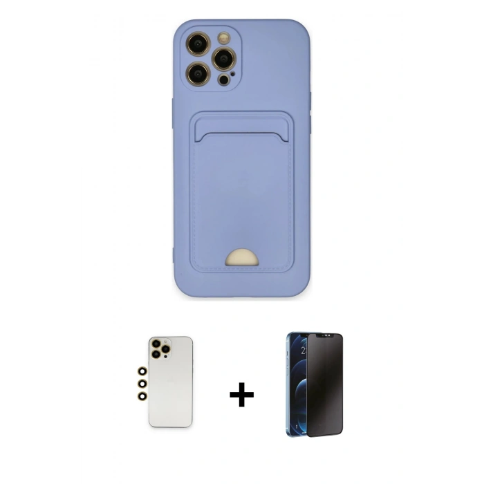 MARSİLYAN™- iPhone 12 Pro Max Kılıf Vadi Çizgi Prime - Siyah 3D Antistatik Hayalet Cam Ekran Koruyucu + Shine Kamera Lens - GD