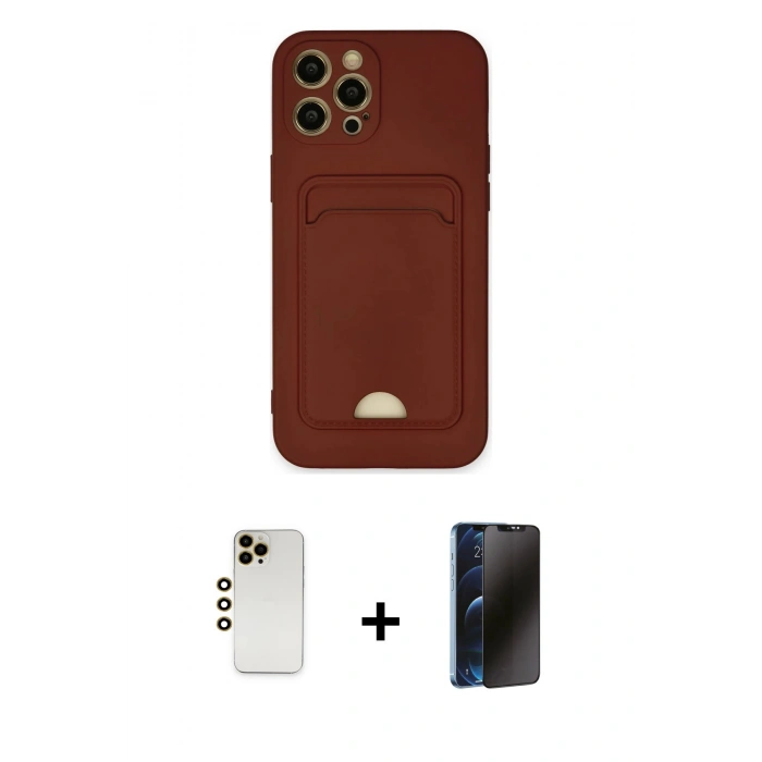 MARSİLYAN™- iPhone 12 Pro Max Kılıf Vadi Çizgi Prime - Siyah 3D Antistatik Hayalet Cam Ekran Koruyucu + Shine Kamera Lens - GD