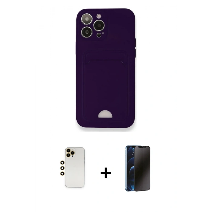 MARSİLYAN™- iPhone 12 Pro Max Kılıf Vadi Çizgi Prime - Siyah 3D Antistatik Hayalet Cam Ekran Koruyucu + Shine Kamera Lens - GD