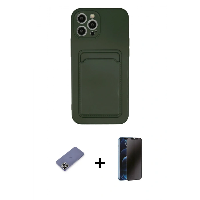 MARSİLYAN™- iPhone 12 Pro Max Kılıf Vadi Çizgi Prime - Siyah 3D Antistatik Hayalet Cam Ekran Koruyucu + Metal Kamera Lens Koruma Cam - GD
