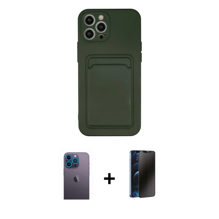 MARSİLYAN™- iPhone 12 Pro Max Kılıf Vadi Çizgi Prime - Siyah 3D Antistatik Hayalet Cam Ekran Koruyucu + Neon Fosforlu Kamera Lens - MI
