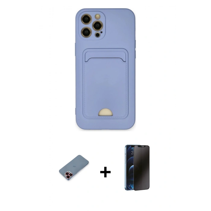 MARSİLYAN™- iPhone 12 Pro Max Kılıf Vadi Çizgi Prime - Siyah 3D Antistatik Hayalet Cam Ekran Koruyucu + Metal Kamera Lens Koruma Cam - KI