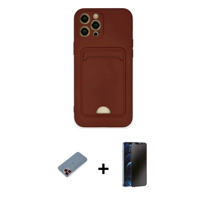 MARSİLYAN™- iPhone 12 Pro Max Kılıf Vadi Çizgi Prime - Siyah 3D Antistatik Hayalet Cam Ekran Koruyucu + Metal Kamera Lens Koruma Cam - KI
