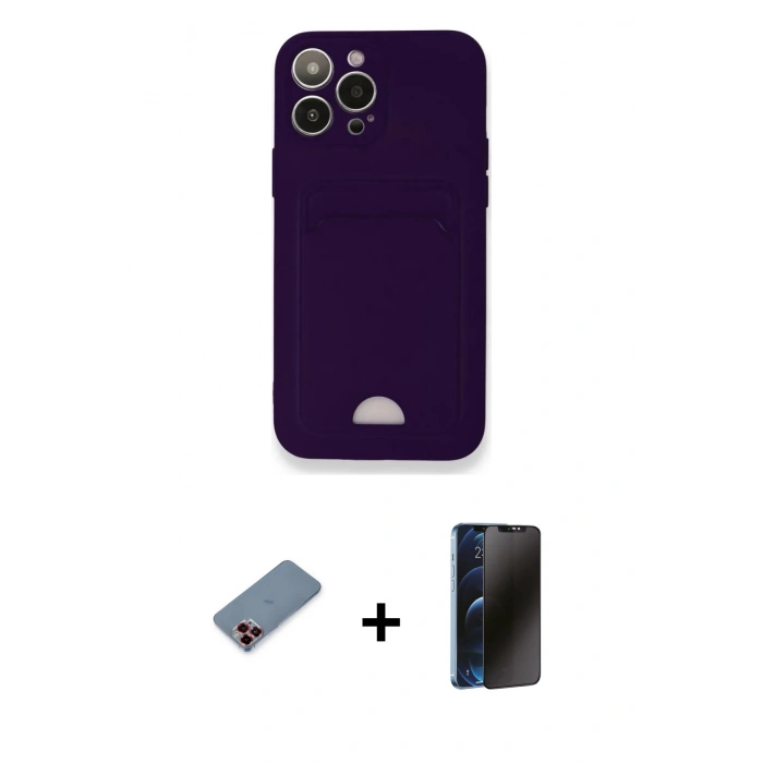 MARSİLYAN™- iPhone 12 Pro Max Kılıf Vadi Çizgi Prime - Siyah 3D Antistatik Hayalet Cam Ekran Koruyucu + Metal Kamera Lens Koruma Cam - KI