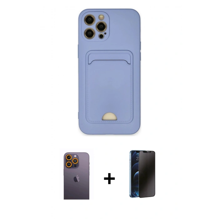 MARSİLYAN™- iPhone 12 Pro Max Kılıf Vadi Çizgi Prime - Siyah 3D Antistatik Hayalet Cam Ekran Koruyucu + Neon Fosforlu Kamera Lens - SI