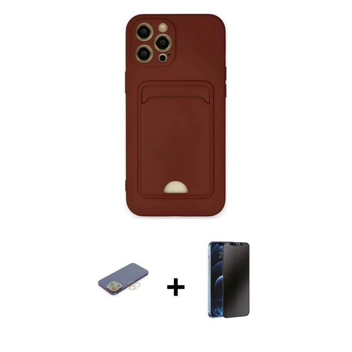 MARSİLYAN™- iPhone 12 Pro Max Kılıf Vadi Çizgi Prime - Siyah 3D Antistatik Hayalet Cam Ekran Koruyucu + Renkli Kamera Lens Koruma Cam - SI