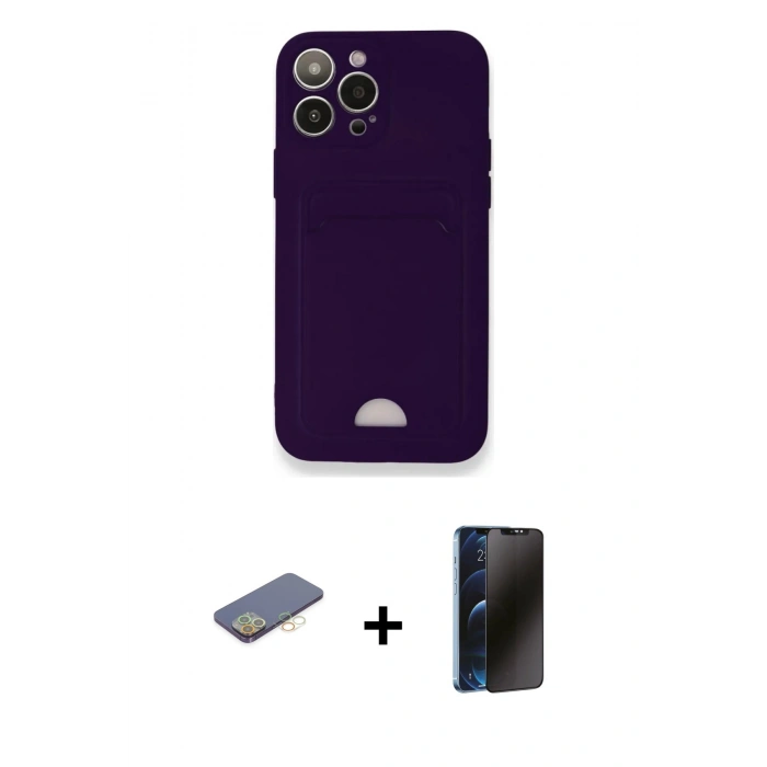 MARSİLYAN™- iPhone 12 Pro Max Kılıf Vadi Çizgi Prime - Siyah 3D Antistatik Hayalet Cam Ekran Koruyucu + Renkli Kamera Lens Koruma Cam - SI