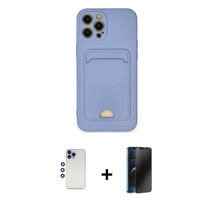 MARSİLYAN™- iPhone 12 Pro Max Kılıf Vadi Çizgi Prime - Siyah 3D Antistatik Hayalet Cam Ekran Koruyucu + Shine Kamera Lens - LT