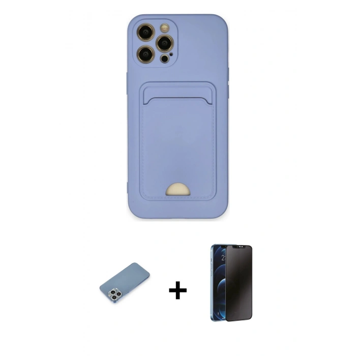 MARSİLYAN™- iPhone 12 Pro Max Kılıf Vadi Çizgi Prime - Siyah 3D Antistatik Hayalet Cam Ekran Koruyucu + Shine Kamera Lens Koruma Cam - GS