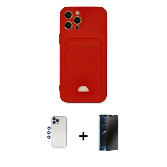MARSİLYAN™- iPhone 12 Pro Max Kılıf Vadi Çizgi Prime - Siyah 3D Antistatik Hayalet Cam Ekran Koruyucu + Shine Kamera Lens - LT
