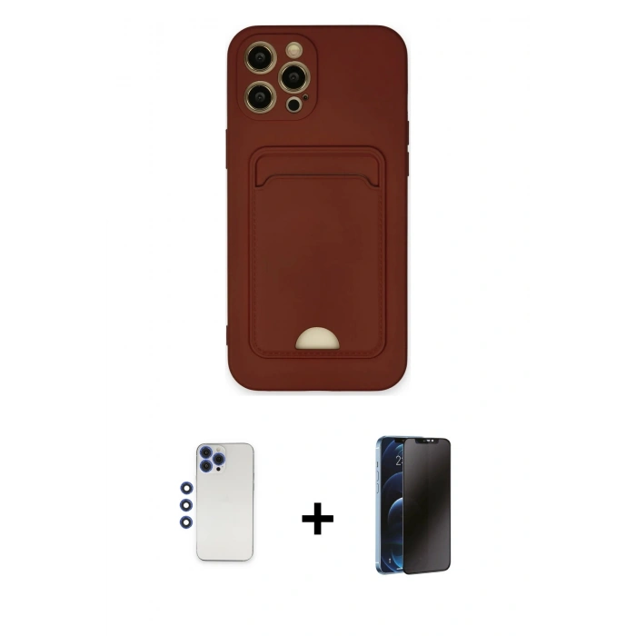 MARSİLYAN™- iPhone 12 Pro Max Kılıf Vadi Çizgi Prime - Siyah 3D Antistatik Hayalet Cam Ekran Koruyucu + Shine Kamera Lens - LT
