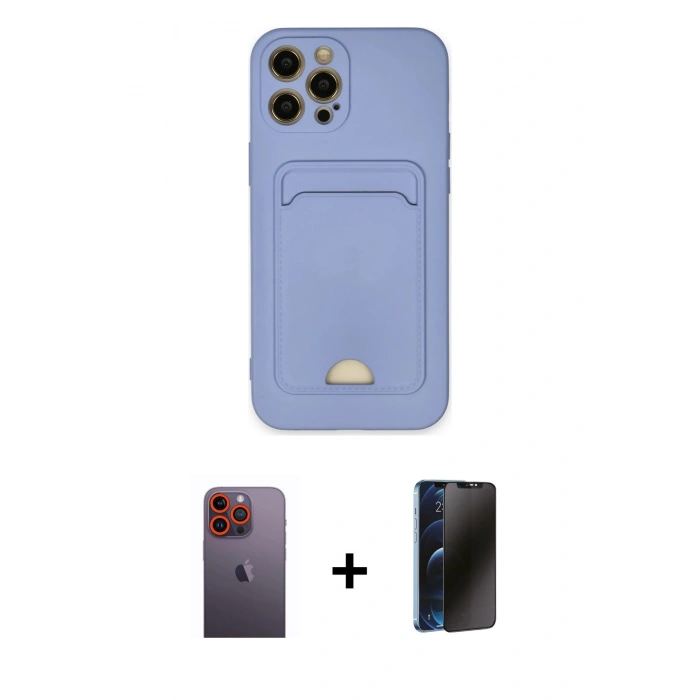 MARSİLYAN™- iPhone 12 Pro Max Kılıf Vadi Çizgi Prime - Siyah 3D Antistatik Hayalet Cam Ekran Koruyucu + Turuncu Neon Fosforlu Kamera Lens