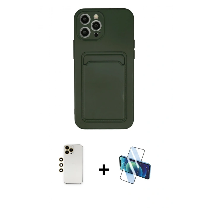 MARSİLYAN™- iPhone 12 Pro Max Kılıf Vadi Çizgi Prime - Siyah 3D Antistatik Seramik Nano Ekran Koruyucu + Shine Kamera Lens - GD