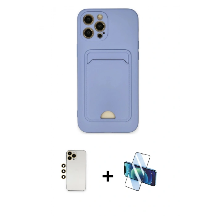 MARSİLYAN™- iPhone 12 Pro Max Kılıf Vadi Çizgi Prime - Siyah 3D Antistatik Seramik Nano Ekran Koruyucu + Shine Kamera Lens - GD