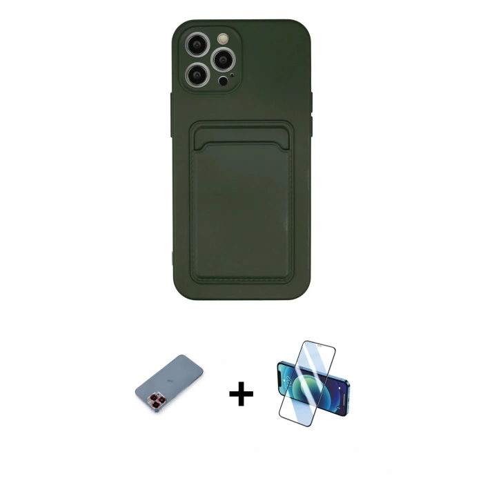 MARSİLYAN™- iPhone 12 Pro Max Kılıf Vadi Çizgi Prime - Siyah 3D Antistatik Seramik Nano Ekran Koruyucu + Metal Kamera Lens Koruma Cam - KI
