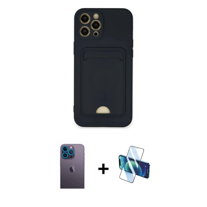 MARSİLYAN™- iPhone 12 Pro Max Kılıf Vadi Çizgi Prime - Siyah 3D Antistatik Seramik Nano Ekran Koruyucu + Neon Fosforlu Kamera Lens - MI