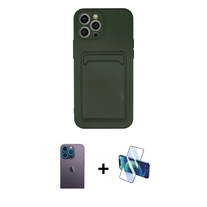 MARSİLYAN™- iPhone 12 Pro Max Kılıf Vadi Çizgi Prime - Siyah 3D Antistatik Seramik Nano Ekran Koruyucu + Neon Fosforlu Kamera Lens - MI