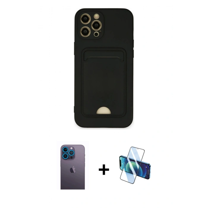 MARSİLYAN™- iPhone 12 Pro Max Kılıf Vadi Çizgi Prime - Siyah 3D Antistatik Seramik Nano Ekran Koruyucu + Neon Fosforlu Kamera Lens - MI