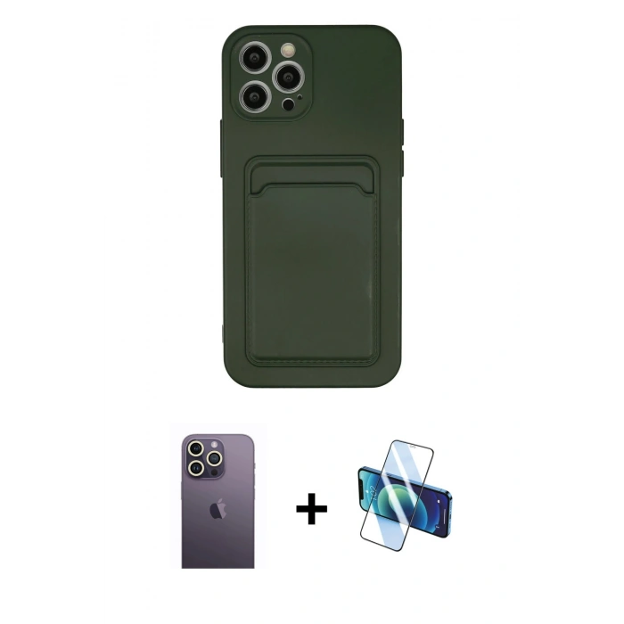 MARSİLYAN™- iPhone 12 Pro Max Kılıf Vadi Çizgi Prime - Siyah 3D Antistatik Seramik Nano Ekran Koruyucu + Neon Fosforlu Kamera Lens - BZ