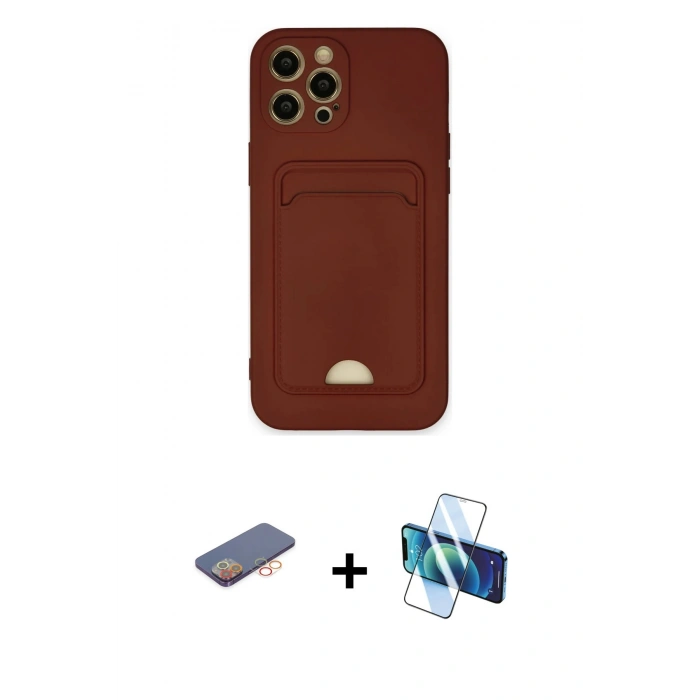 MARSİLYAN™- iPhone 12 Pro Max Kılıf Vadi Çizgi Prime - Siyah 3D Antistatik Seramik Nano Ekran Koruyucu + Renkli Kamera Lens Koruma Cam - TU