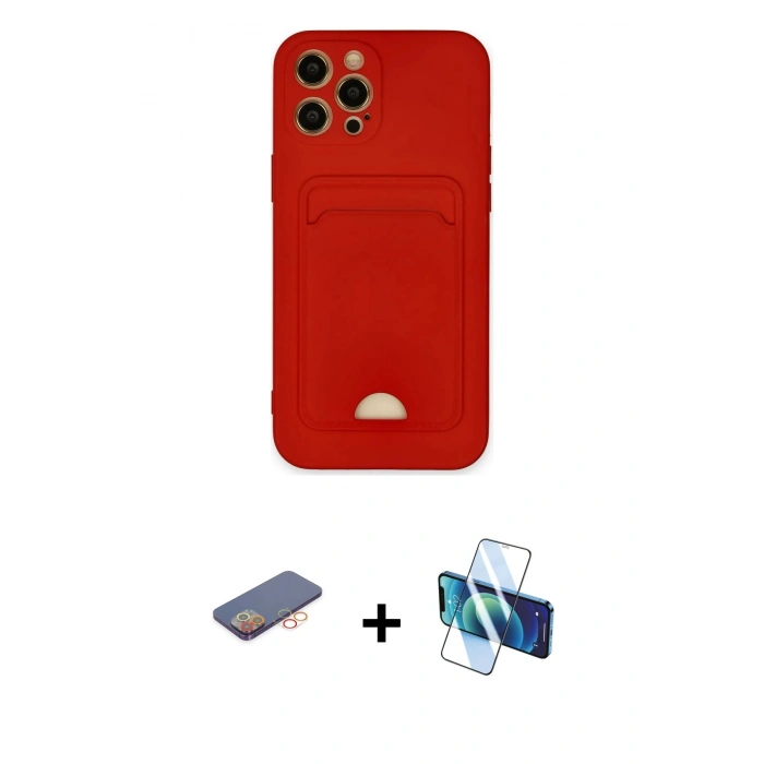 MARSİLYAN™- iPhone 12 Pro Max Kılıf Vadi Çizgi Prime - Siyah 3D Antistatik Seramik Nano Ekran Koruyucu + Renkli Kamera Lens Koruma Cam - TU