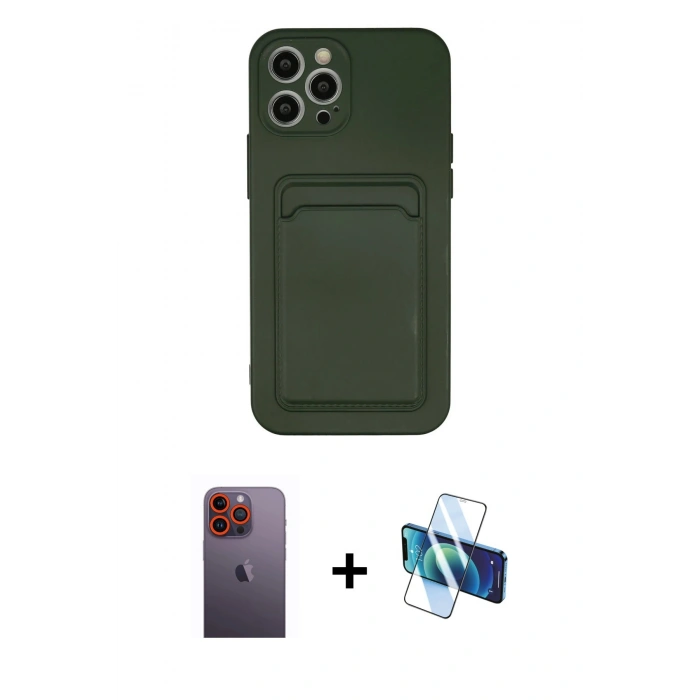 MARSİLYAN™- iPhone 12 Pro Max Kılıf Vadi Çizgi Prime - Siyah 3D Antistatik Seramik Nano Ekran Koruyucu + Neon Fosforlu Kamera Lens - TU