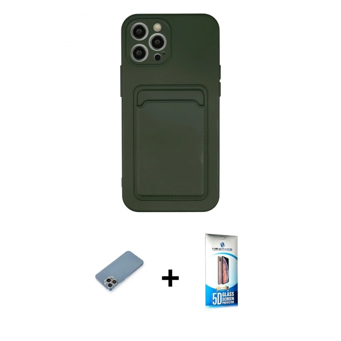 MARSİLYAN™- iPhone 12 Pro Max Kılıf Vadi Çizgi Prime - Siyah 5D Eko Cam Ekran Koruyucu + Shine Kamera Lens Koruma Cam - GI
