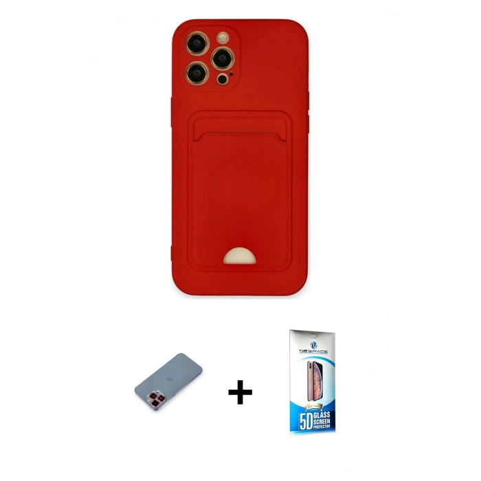 MARSİLYAN™- iPhone 12 Pro Max Kılıf Vadi Çizgi Prime - Siyah 5D Eko Cam Ekran Koruyucu + Metal Kamera Lens Koruma Cam - KI
