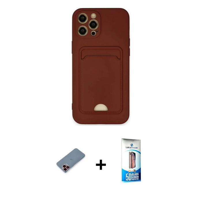 MARSİLYAN™- iPhone 12 Pro Max Kılıf Vadi Çizgi Prime - Siyah 5D Eko Cam Ekran Koruyucu + Metal Kamera Lens Koruma Cam - KI