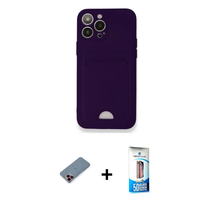 MARSİLYAN™- iPhone 12 Pro Max Kılıf Vadi Çizgi Prime - Siyah 5D Eko Cam Ekran Koruyucu + Metal Kamera Lens Koruma Cam - KI