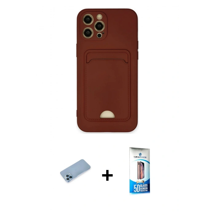 MARSİLYAN™- iPhone 12 Pro Max Kılıf Vadi Çizgi Prime - Siyah 5D Eko Cam Ekran Koruyucu + Mavi Shine Kamera Lens Koruma Cam